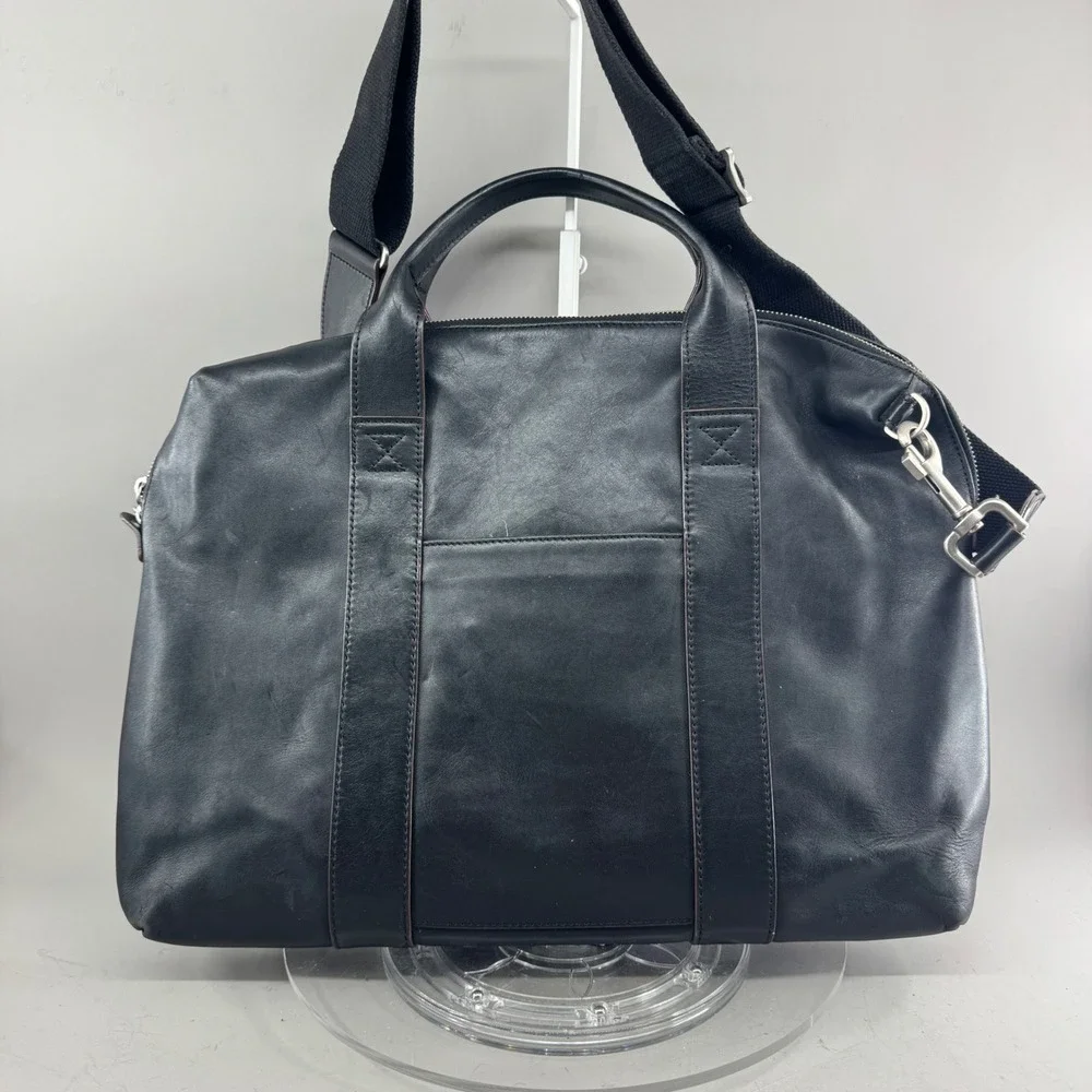 Jack Spade Warren Street Leather Briefcase Laptop Messenger Bag Black Crossbody